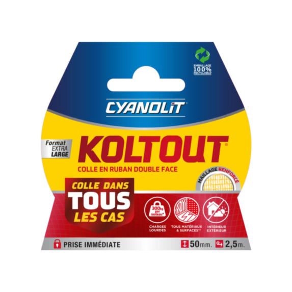 Adhésif Double Face Koltout Extra Large 49mm 2,5m - CYANOLIT