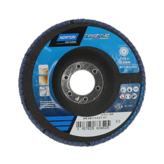 Disques lamelles Action rapide Toutes surfaces Ø115mm Grain 60 - NORTON
