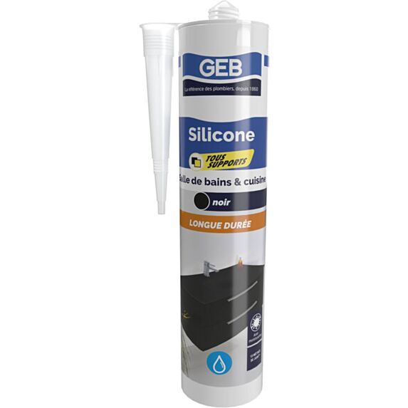 Mastic Silicone Cuisine&Bain Tous Supports Noir 280ml - GEB