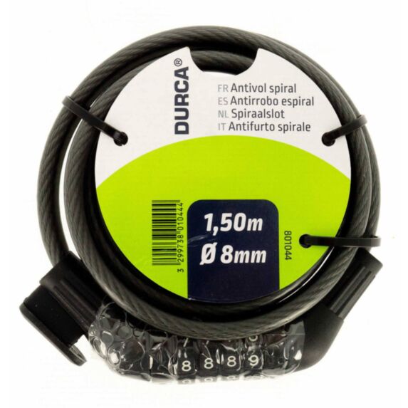 Antivol spirale à code avec support de fixatioin vélo D8MM 150CM