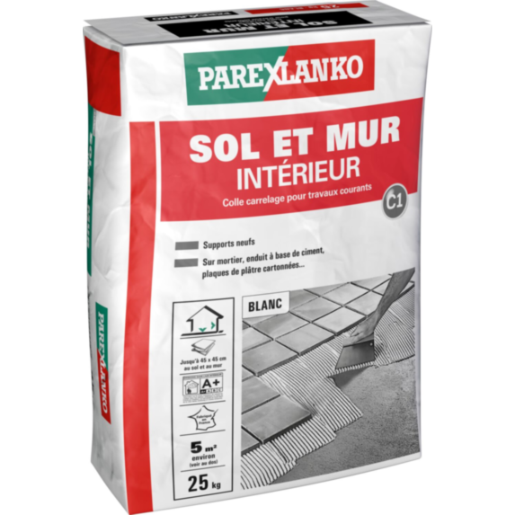 Colle carrelage sol et mur intérieur blanc 25 kg - PAREXLANKO