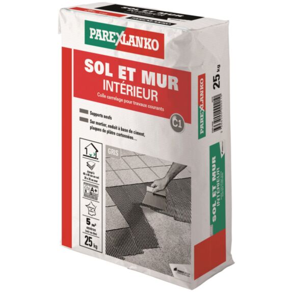 Colle de carrelage sol et mur intérieur gris - PAREXLANKO