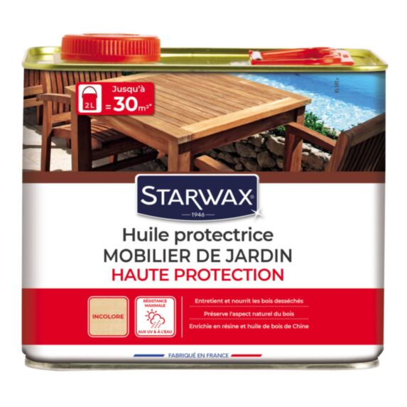 Huile protectrice mobilier de jardin en bois incolore 2L - STARWAX