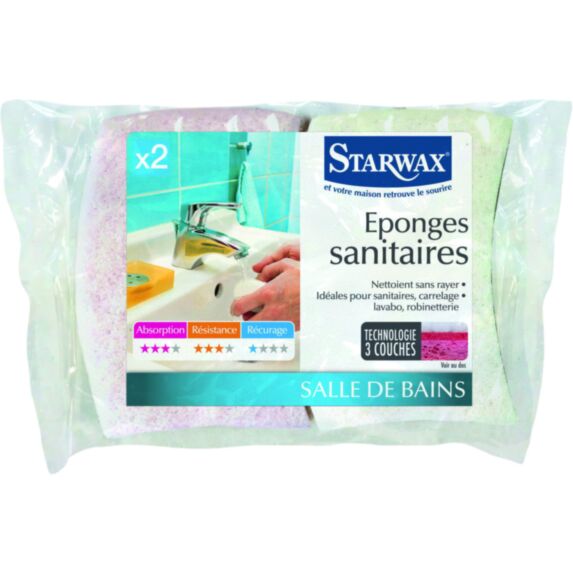Lot de 2 éponges sanitaires pour salle de bain - STARWAX