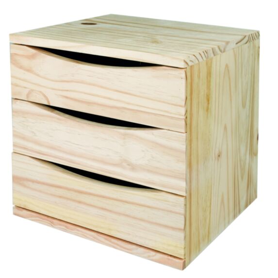 Bloc 3 tiroirs modulable en pin - SERVARY