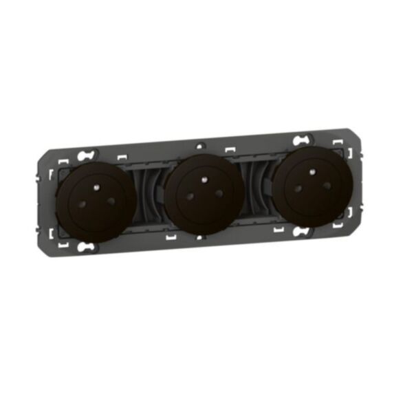 Triple prise de courant 2p+t Surface Dooxie noir LEGRAND