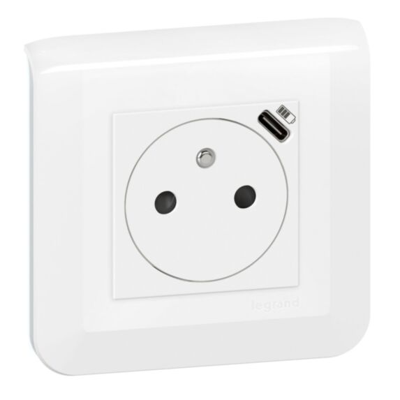 Prise de Courant USB Compet Type C Blanc