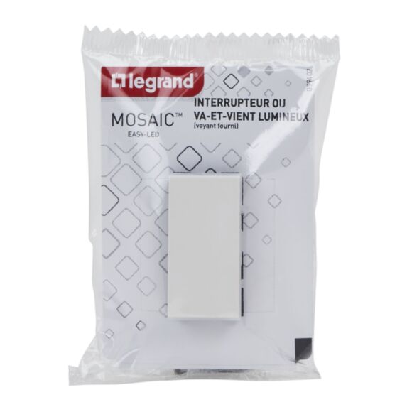Interrupteur Mosaic Easy LED Composable + Voyant 1 Module Blanc