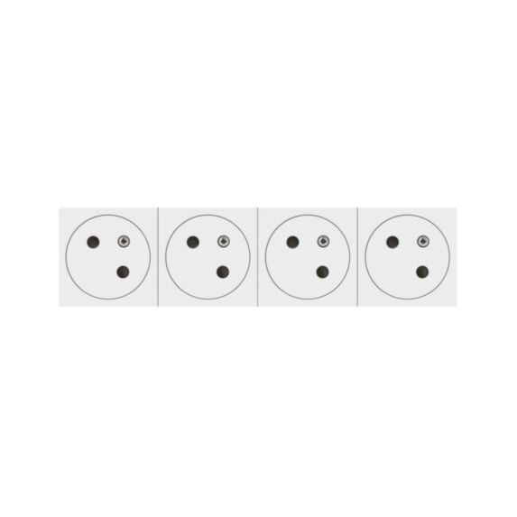 4 Prises Mosaic avec Terre Composables Précâblées 8 Modules Blanc