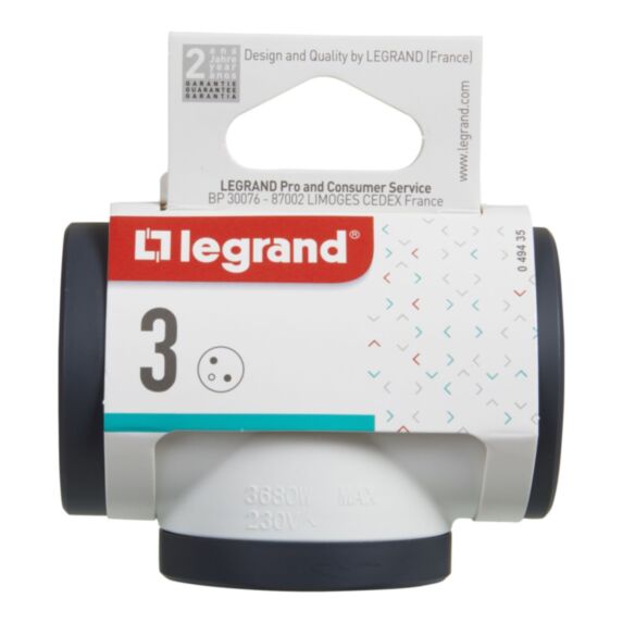 Fiche triplite 3 prises latérales avec terre 16A - LEGRAND