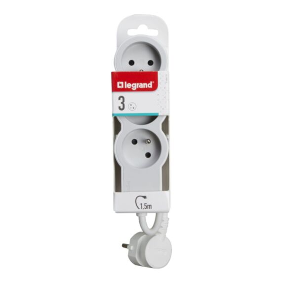 Rallonge multiprise extra-plate équipée de 3 prises 2P+T 1A - LEGRAND
