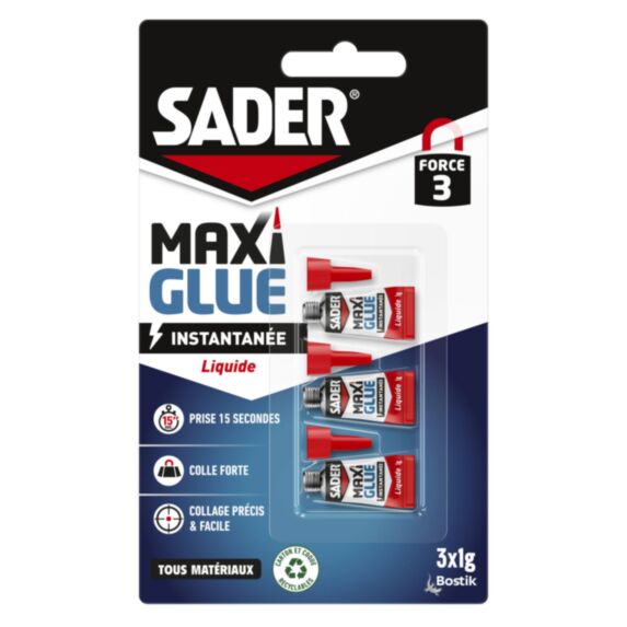 Colle cyanoacrylate Maxiglue Liquide 3x1g - SADER