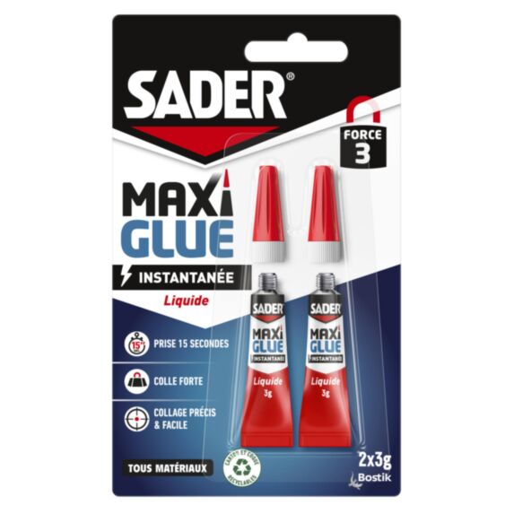 Colle cyanoacrylate Maxiglue Liquide 2x3gr - SADER