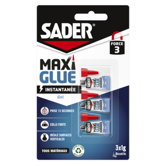 Colle cyanoacrylate Maxiglue Gel 3 x 1g - SADER