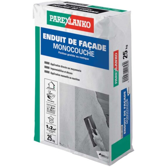 Enduit façade monocouche blanc naturel G00 25kg - PAREXLANKO