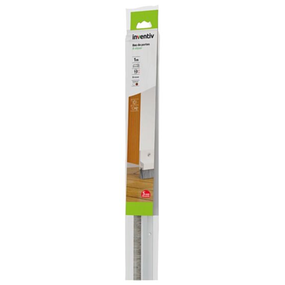 Bas de porte isolant à brosse douce à visser 1m Blanc - INVENTIV
