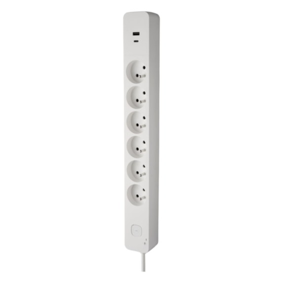 Bloc 6 Prises 2P+T FR + 2USB A+C 3A Noir - INVENTIV