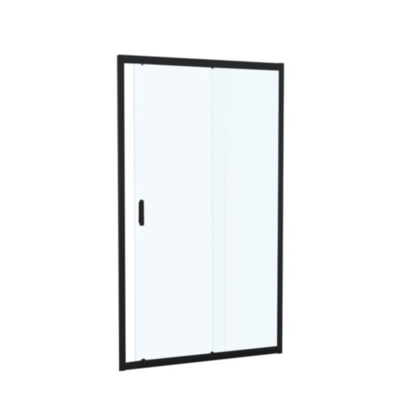 Porte douche coulissante 2 volets verre transparent 160cm noir mat - INVENTIV