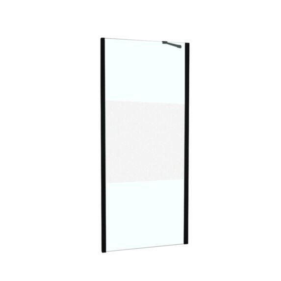 Retour fixe douche à associer verre sérigraphié 90cm noir mat - INVENTIV