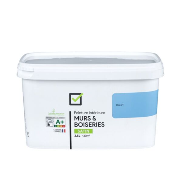 Peinture intérieure satin 2,5L Bleu D1
