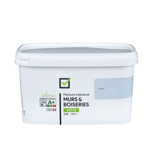 Peinture intérieure satin 2,5L Gris A1