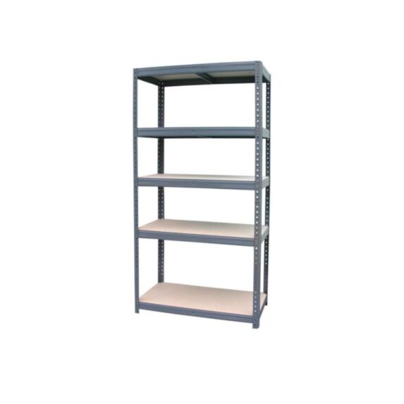 Etagère de rangement bois/métal Galva 5 tablettes 180x90x45cm - INVENTIV