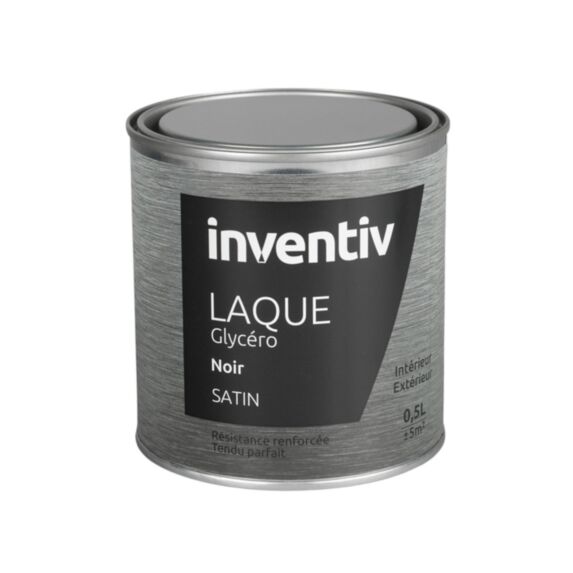 Peinture Laque Glycéro Noir Satin 0,5L - INVENTIV