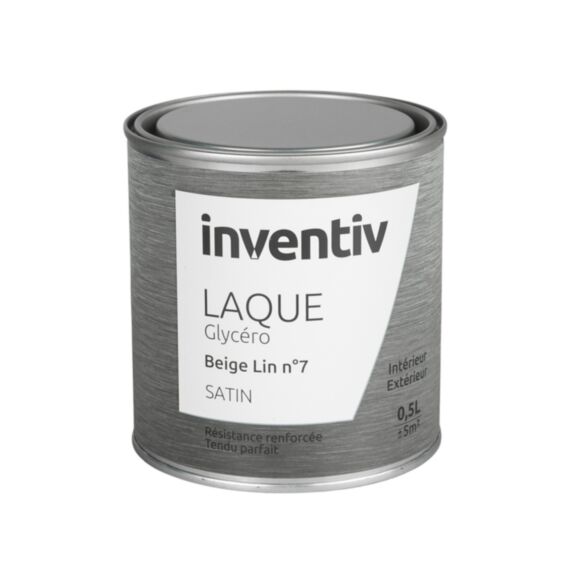 Peinture Laque Glycéro Beige lin n°7 Satin 0,5L - INVENTIV