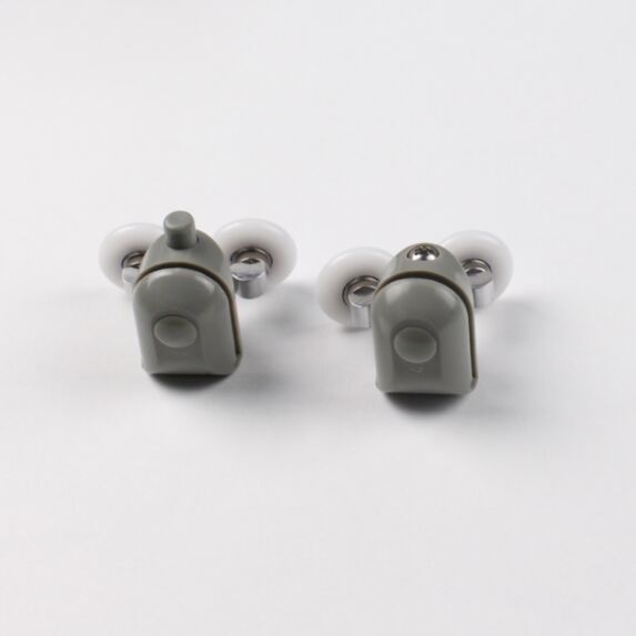 2 Roulettes Gris Plastique Double Haut et Bas - INVENTIV