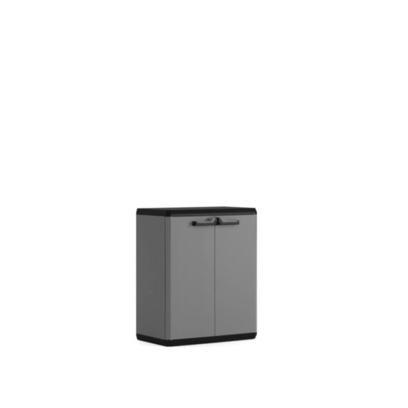 Armoire Basse PIU PREMIER - Résine -  Gris/Noir -  83x68x39