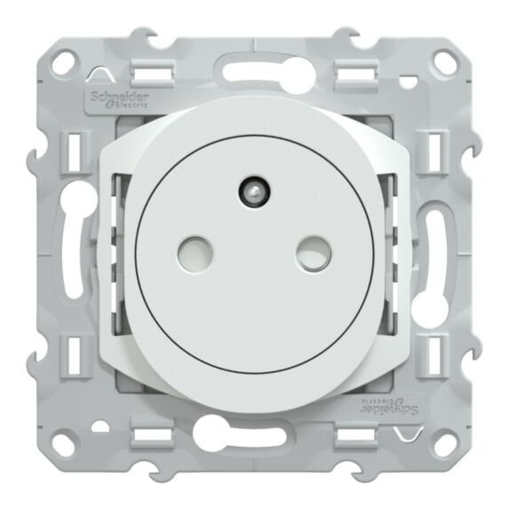 Prise avec terre affleurante avec griffes Ovalis blanc - SCHNEIDER ELECTRIC