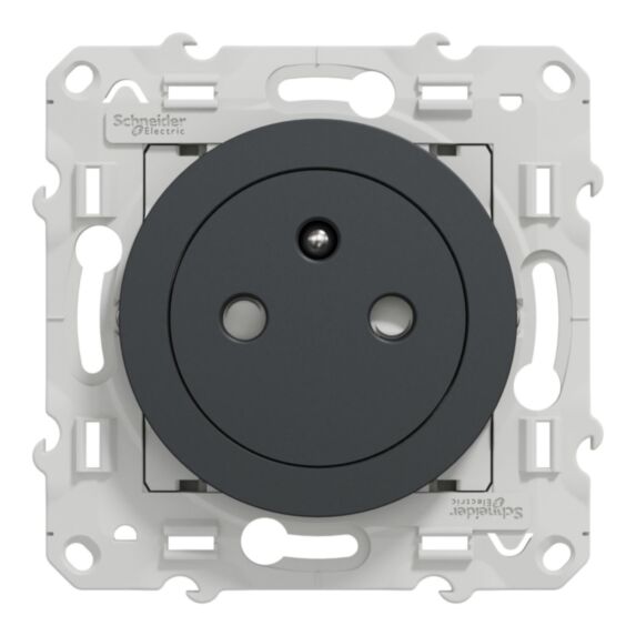 Prise avec terre affleurante avec griffes Odace anthracite - SCHNEIDER ELECTRIC