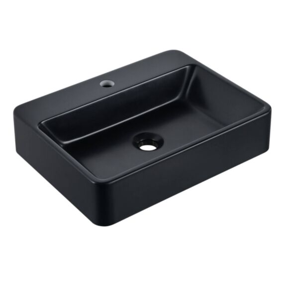 Vasque à poser Atlanta retangulaire noire résine L50xH13xP37cm