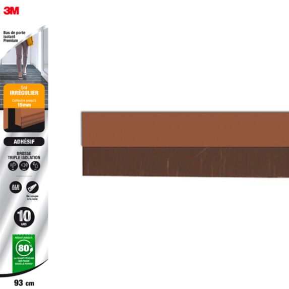 Bas de porte isolant sol irregulier adhésif premium marron 3M