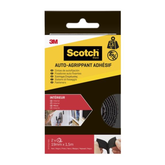 2 rubans aggripant adhésifs intérieur noir 1,5 m x 19 mm - SCOTCH