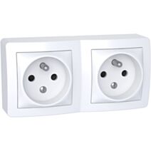 Prise double avec terre saillie complet Alréa blanc - SCHNEIDER ELECTRIC