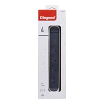 Multiprise 4 prises 2P+T Interrupteur Cordon 1,5m + Disjoncteur+LED Blanc/Noir