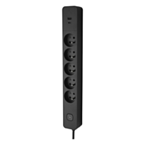 Bloc 5 Prises 2P+T FR + 2USB A+C 3A Noir - INVENTIV