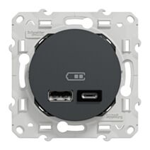 Prise chargeur double usb A+C à assembler Odace anthracite - SCHNEIDER ELECTRIC