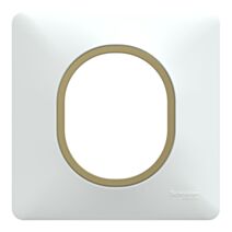 Plaque simple Ovalis blanc bague effet laiton - SCHNEIDER ELECTRIC