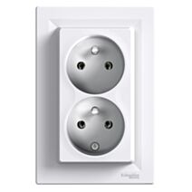 Double prise avec terre Asfora blanc - SCHNEIDER ELECTRIC