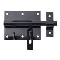 Verrou de box poignée plate + gâche attachée Ø13,5mm 7,3x13cm noir - ALBERTS